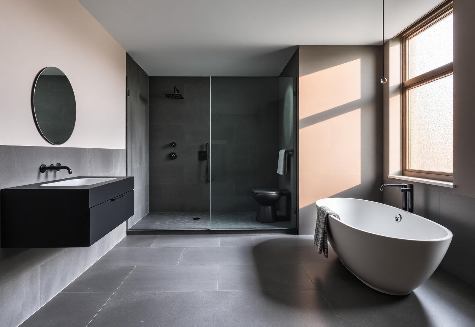 Spa badrum i mörk sten
