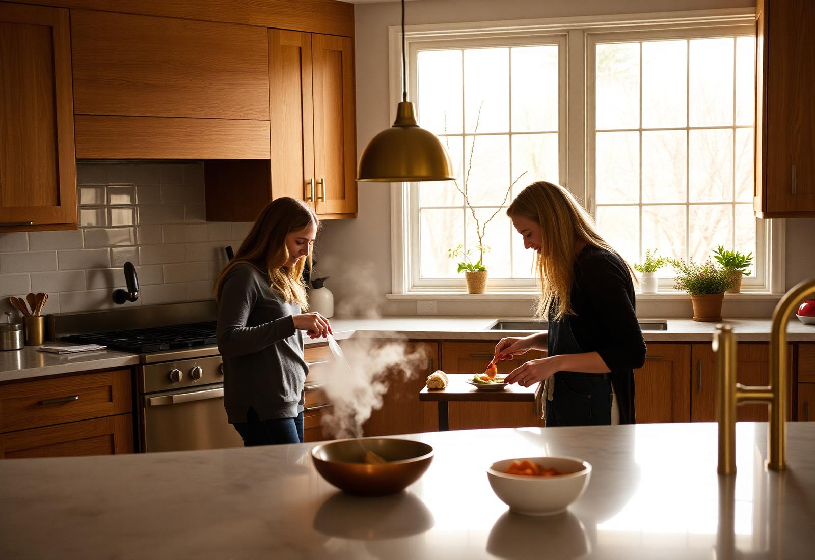 Familjekök i ek och marmor